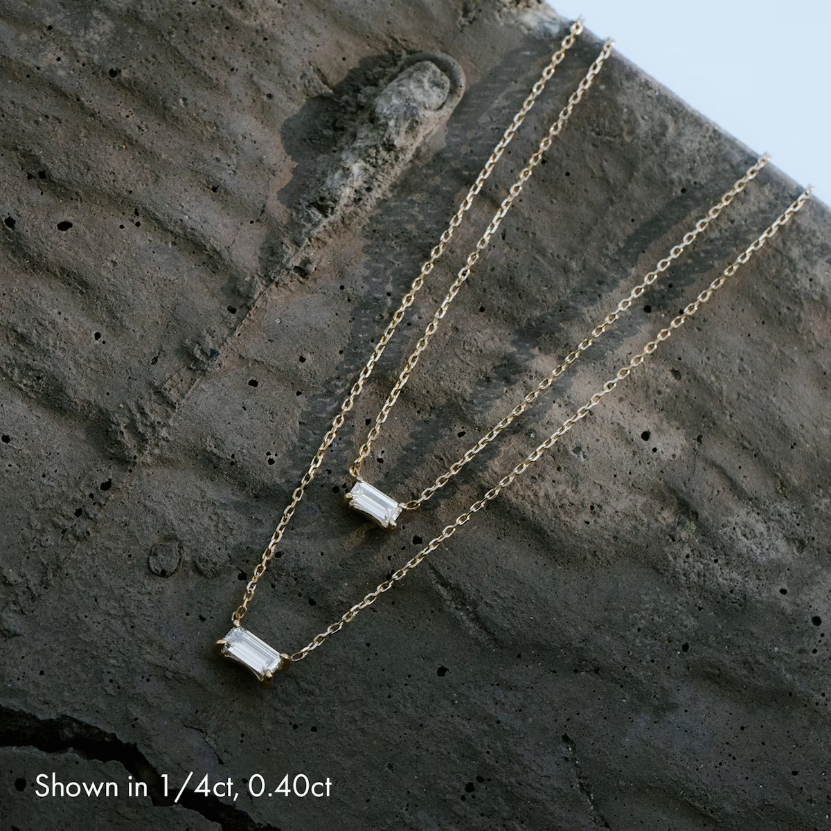 East West Solitaire- 0.25 CT Baguette Moissanite Necklace