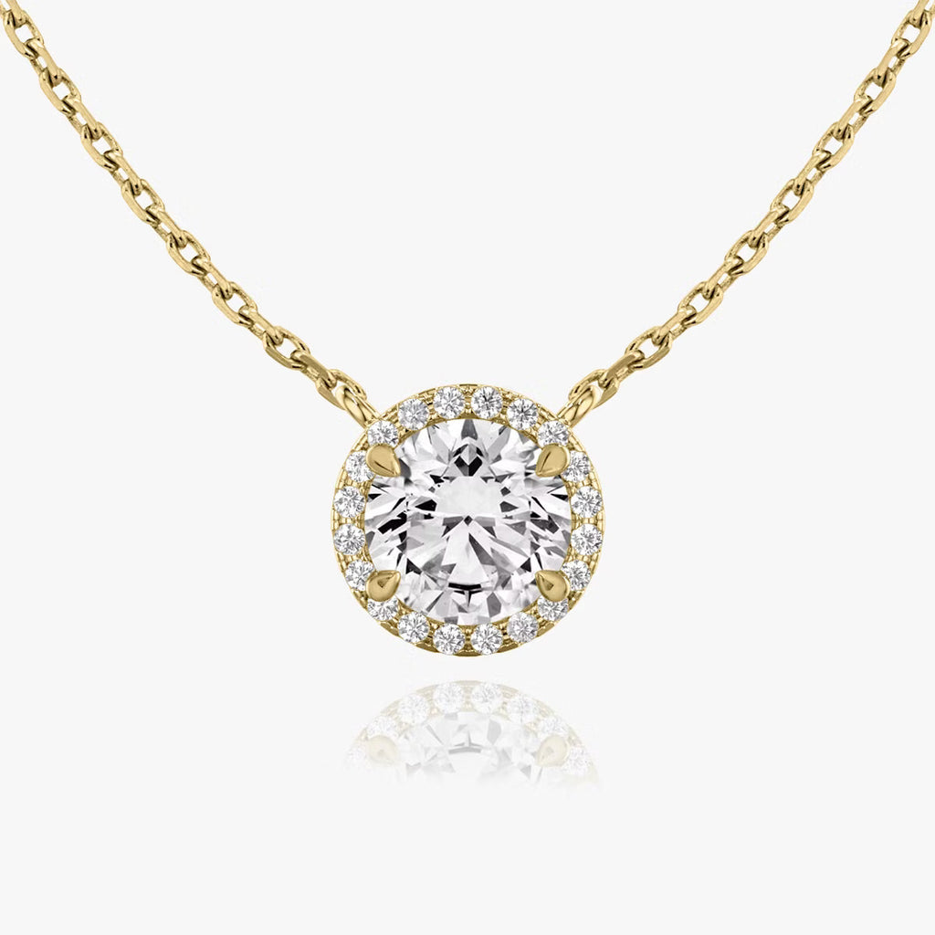 Halo- 0.22 CT Round Moissanite Necklace