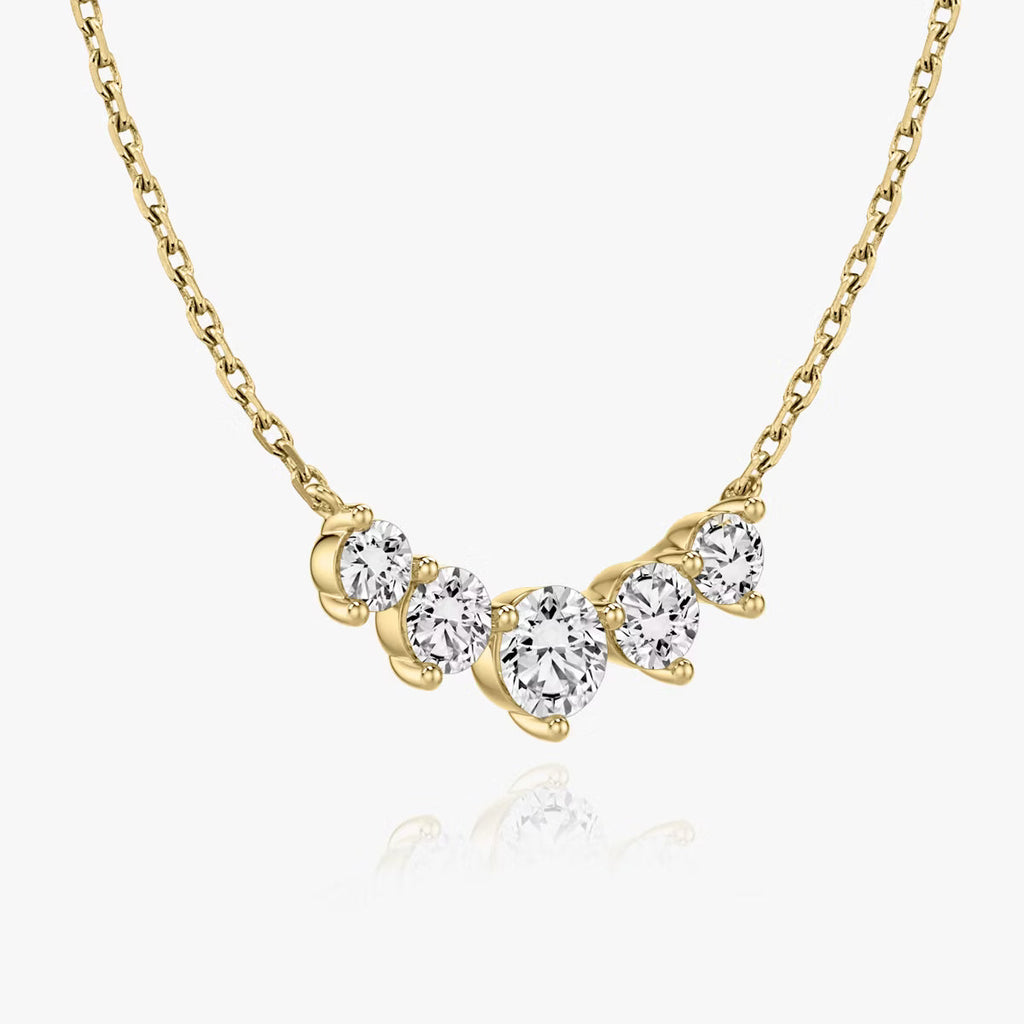 Five Stone-1.2 CT Round Moissanite Necklace