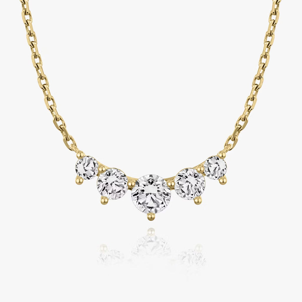 Five Stone-1.2 CT Round Moissanite Necklace