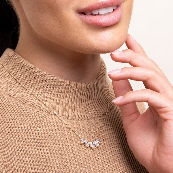 Five Stone- 3.5 CT Pear Moissanite Necklace - Five Stone- 3.5 CT Pear Moissanite Necklace