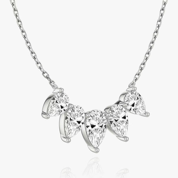 Five Stone- 3.5 CT Pear Moissanite Necklace - Five Stone- 3.5 CT Pear Moissanite Necklace