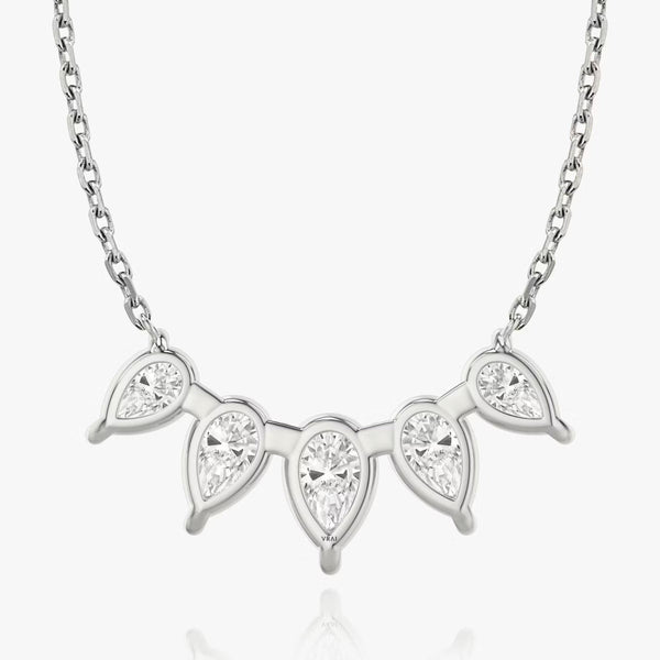 Five Stone- 3.5 CT Pear Moissanite Necklace - Five Stone- 3.5 CT Pear Moissanite Necklace