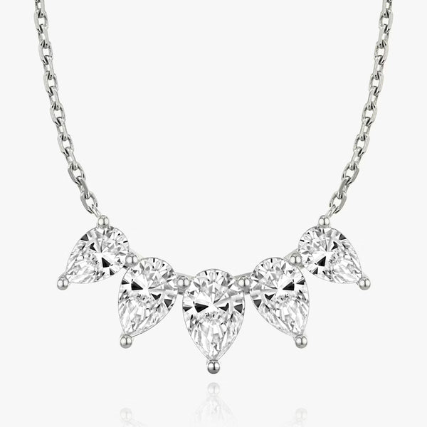 Five Stone- 3.5 CT Pear Moissanite Necklace - Five Stone- 3.5 CT Pear Moissanite Necklace