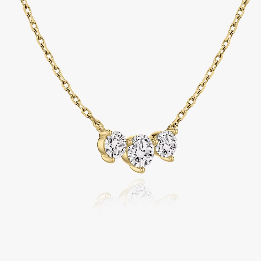 Three Stone- 1.0 CT Round Moissanite Necklace