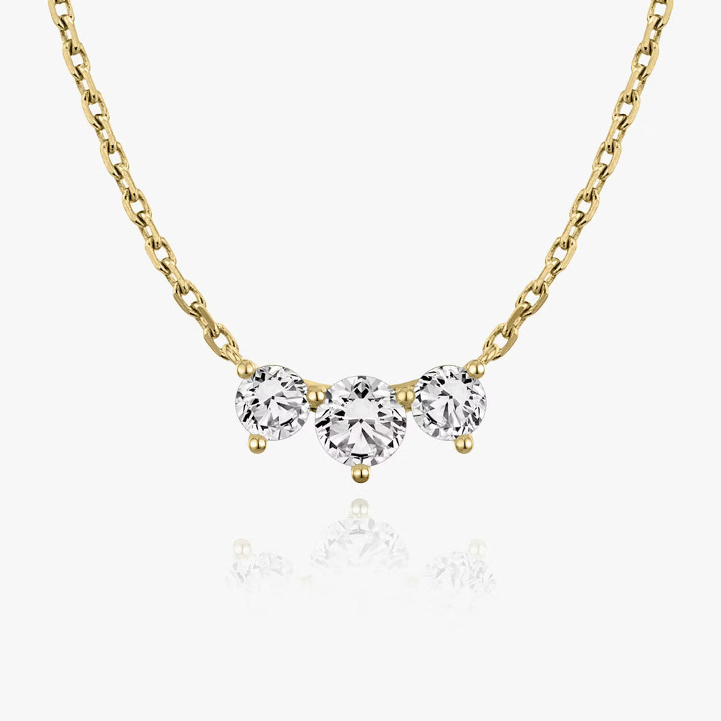 Three Stone- 1.0 CT Round Moissanite Necklace