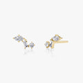 Three Stone- 0.19 CT Round, Baguette & Marquise Moissanite Stud Earrings