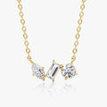 Three Stone- 0.36 CT Marquise, Round & Baguette Moissanite Necklace