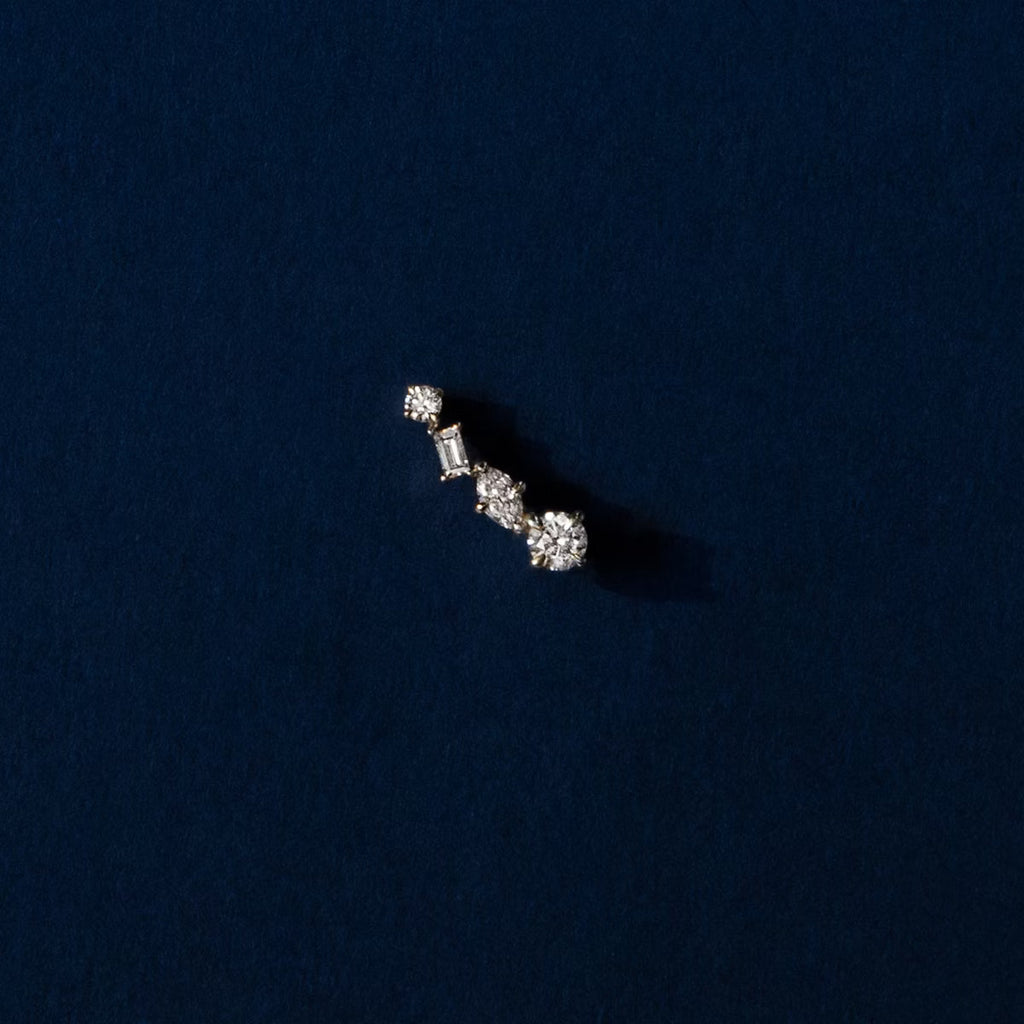 Cluster- 0.35 CT Round, Baguette & Marquise Moissanite Earrings