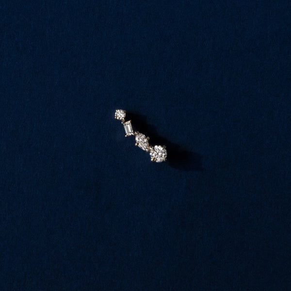 Cluster- 0.35 CT Round, Baguette & Marquise Moissanite Earrings - Cluster- 0.35 CT Round, Baguette & Marquise Moissanite Earrings