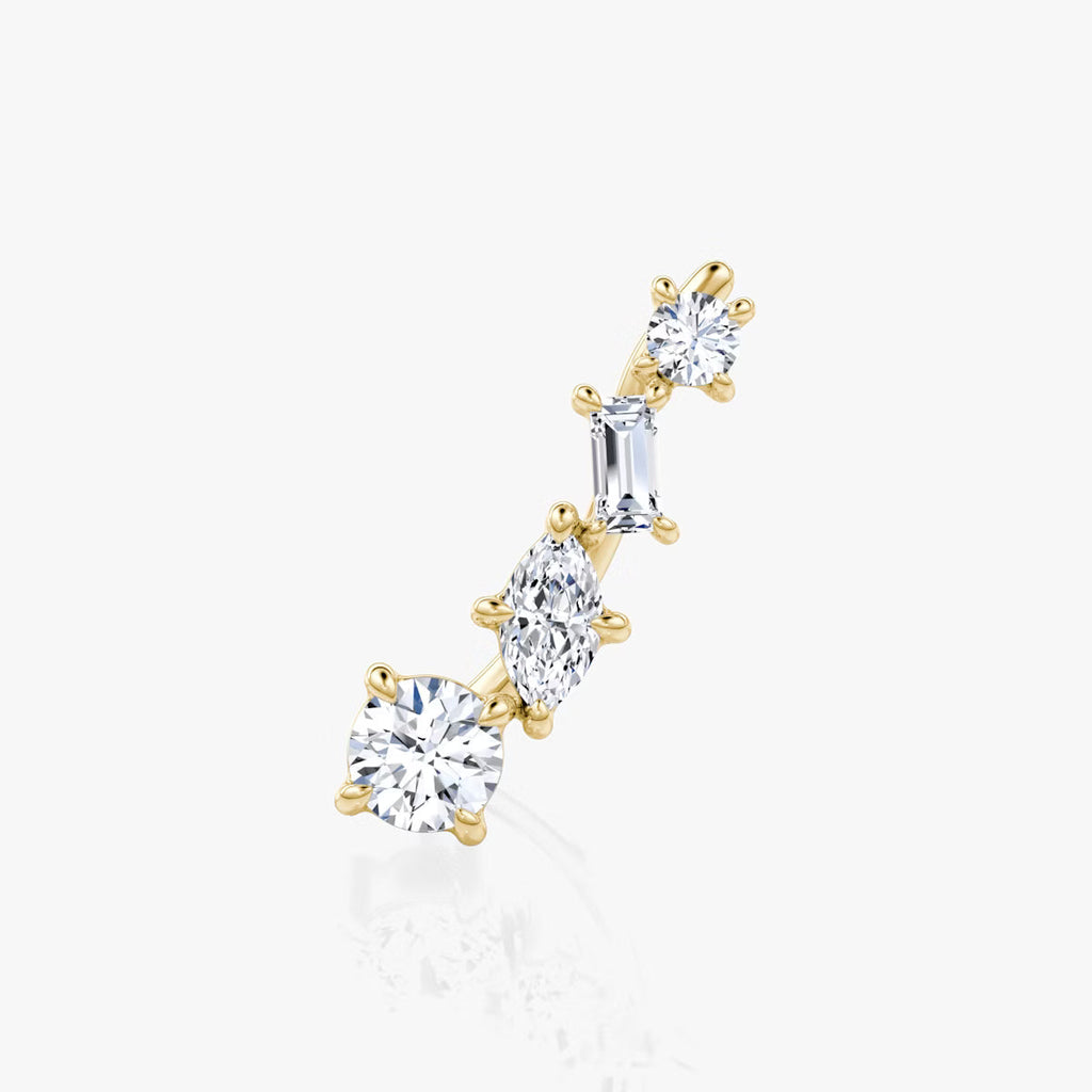 Cluster- 0.35 CT Round, Baguette & Marquise Moissanite Earrings