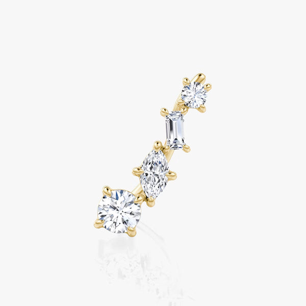 Cluster- 0.35 CT Round, Baguette & Marquise Moissanite Earrings - Cluster- 0.35 CT Round, Baguette & Marquise Moissanite Earrings