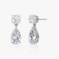 Two Stone- 3.0 CT Pear & Round Moissanite Stud Earrings