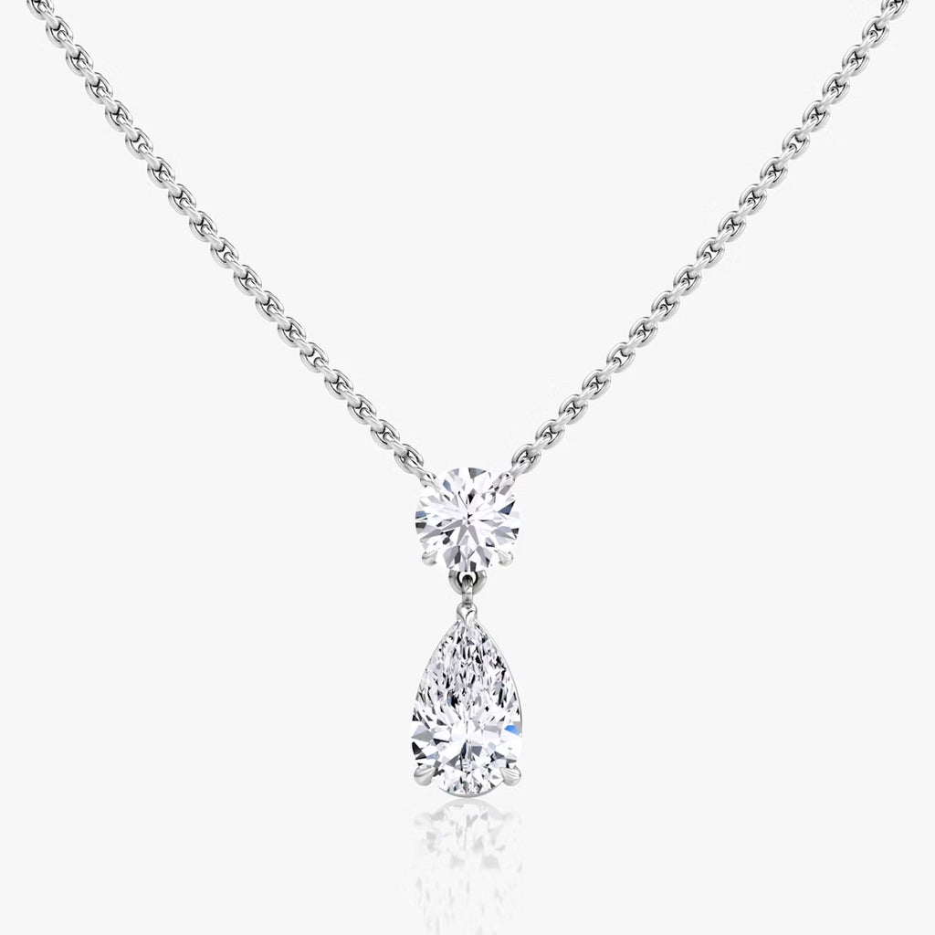 Two Stone- 1.0 CT Pear Moissanite Necklace