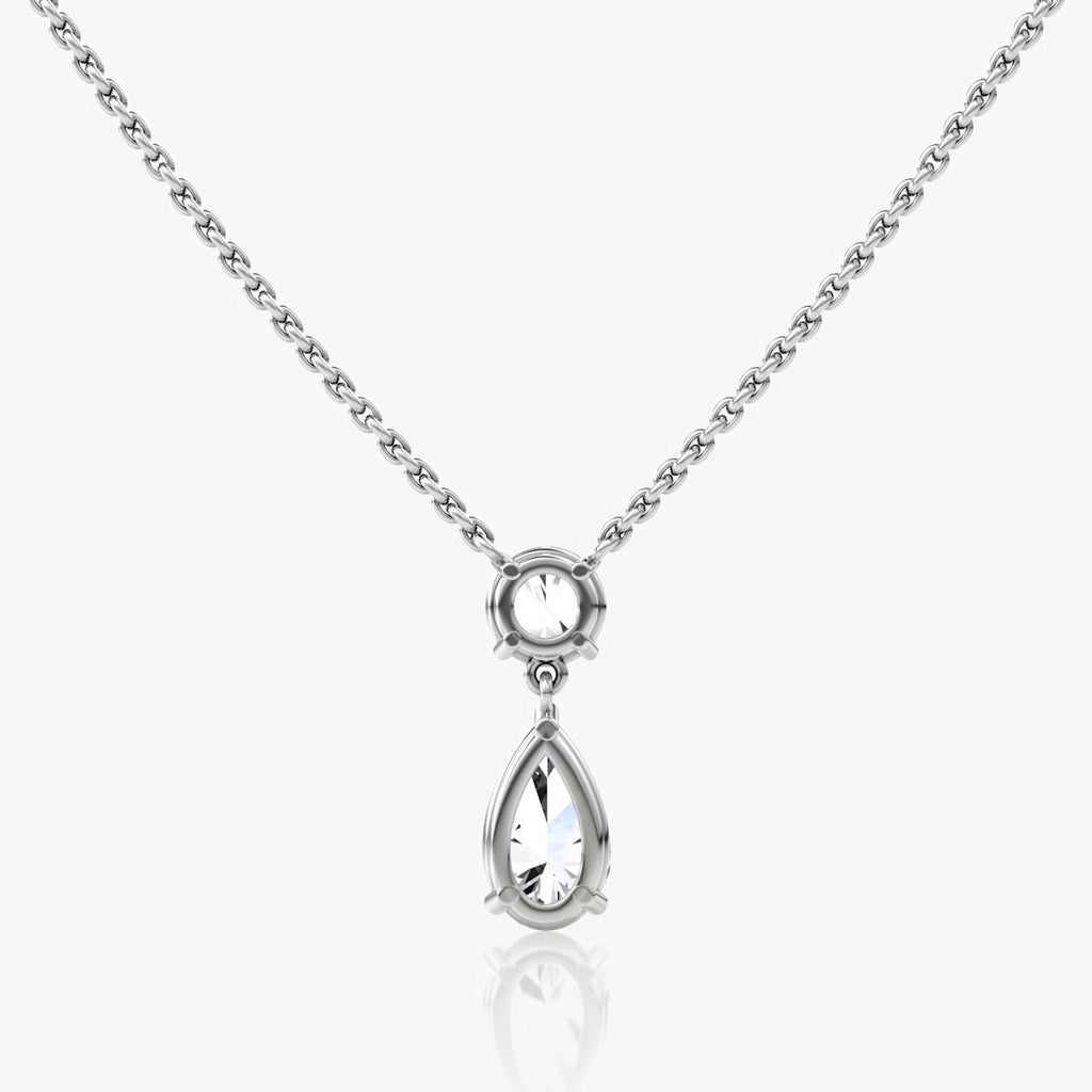 Two Stone- 1.0 CT Pear Moissanite Necklace
