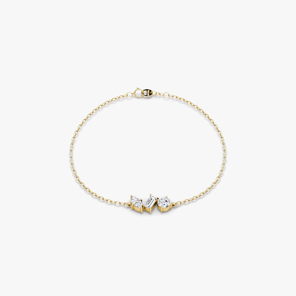 Three Stone- 0.36 CT Round, Marquise & Baguette Moissanite Bracelet - Three Stone- 0.36 CT Round, Marquise & Baguette Moissanite Bracelet