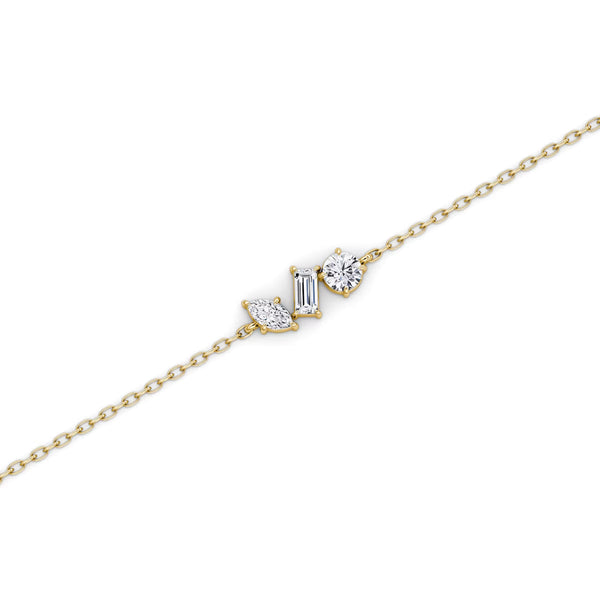 Three Stone- 0.36 CT Round, Marquise & Baguette Moissanite Bracelet - Three Stone- 0.36 CT Round, Marquise & Baguette Moissanite Bracelet