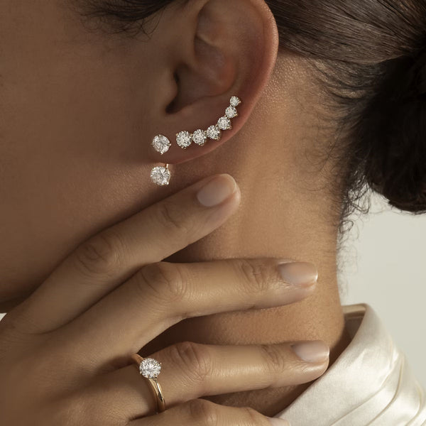 Cluster- 1.7 CT Round Moissanite Earrings - Cluster- 1.7 CT Round Moissanite Earrings