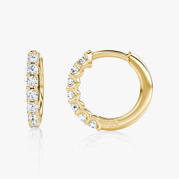 Half Eternity- 0.14 CT Round Moissanite Hoop Earrings - Half Eternity- 0.14 CT Round Moissanite Hoop Earrings