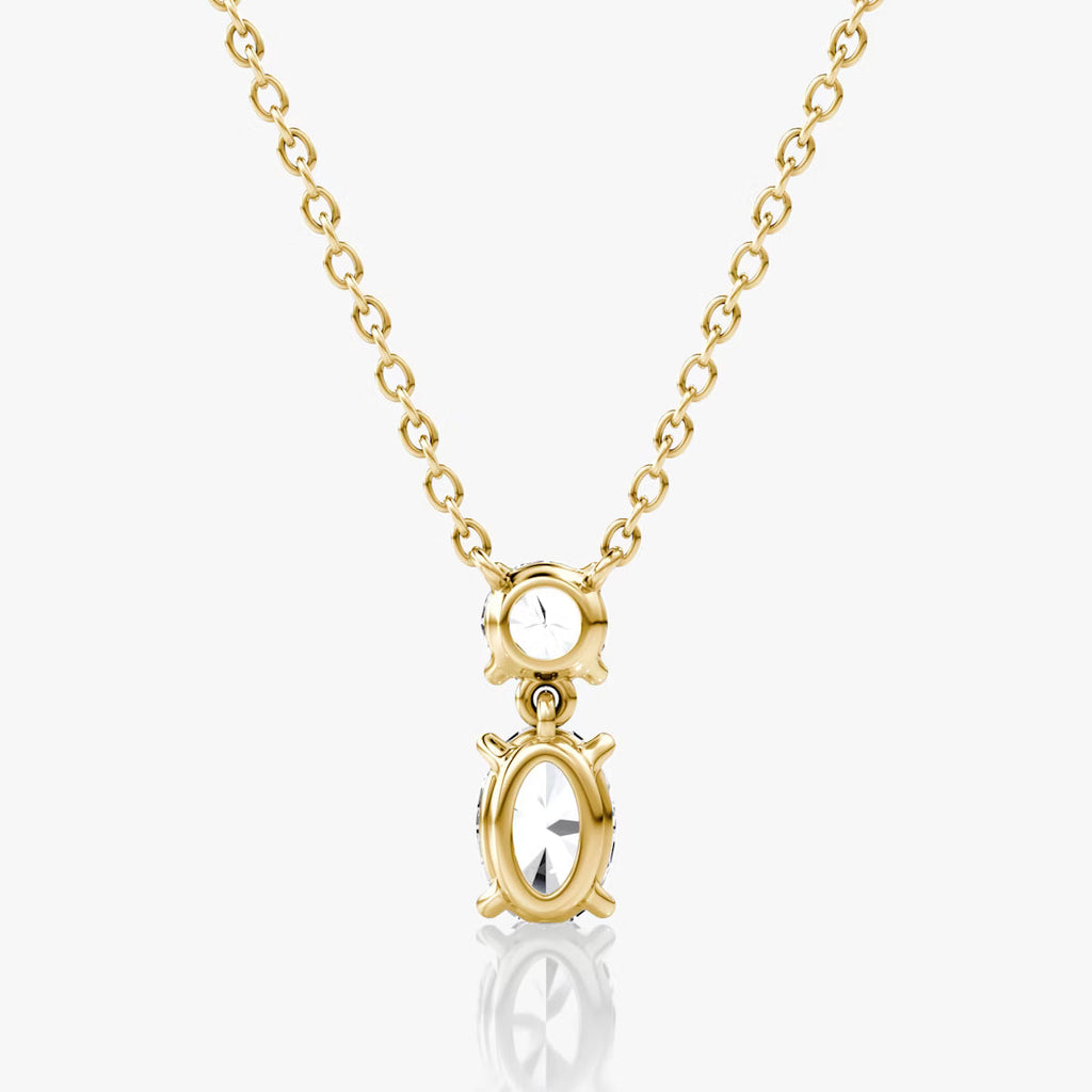 Two Stone- 0.10 CT Oval & Round Moissanite Necklace