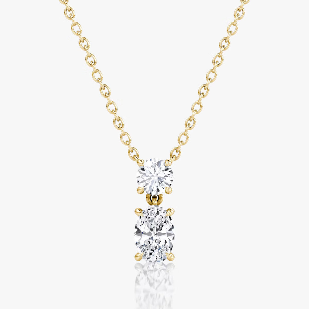 Two Stone- 0.10 CT Oval & Round Moissanite Necklace