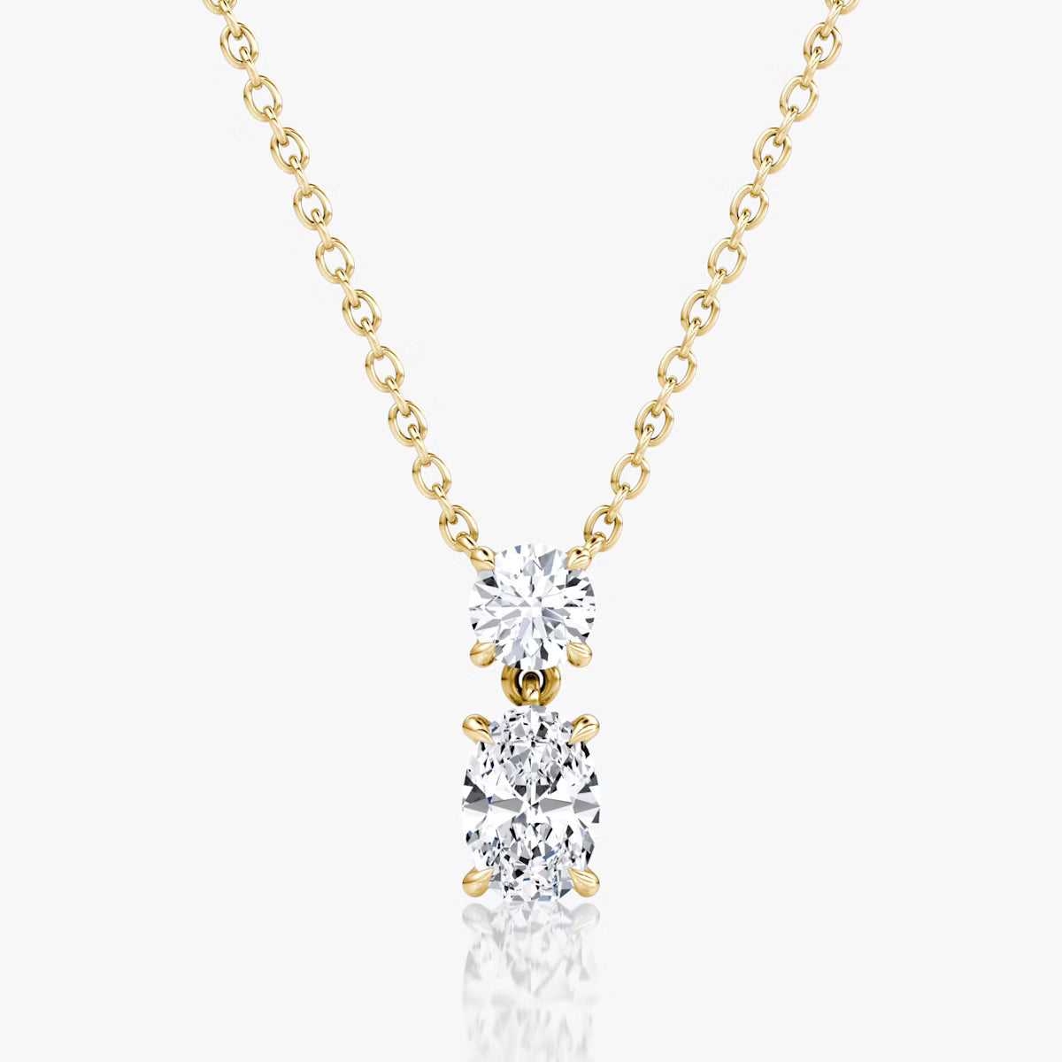 Two Stone- 0.10 CT Oval & Round Moissanite Necklace