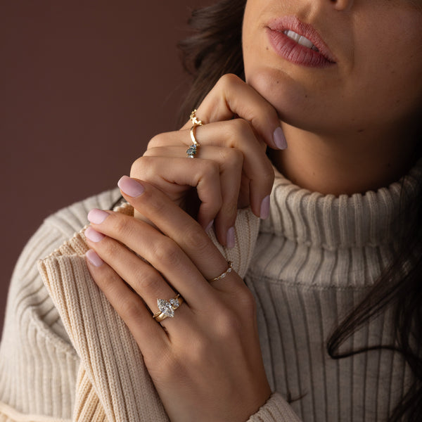 Criss Cross-Marquise Lab Grown Diamond Engagement Ring - Solitaire-Oval Lab Grown Diamond Engagement Ring