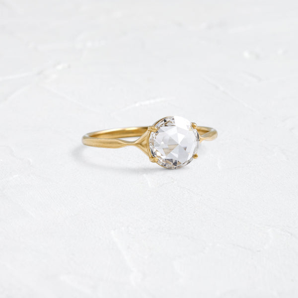 Solitaire & Split Shank-Rose Cut Lab Grown Diamond Engagement Ring - Solitaire-Oval Lab Grown Diamond Engagement Ring