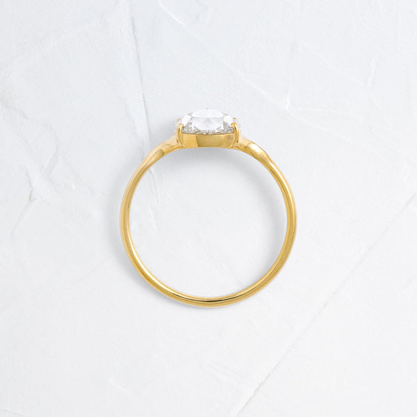 Solitaire & Split Shank-Rose Cut Lab Grown Diamond Engagement Ring - Solitaire-Oval Lab Grown Diamond Engagement Ring