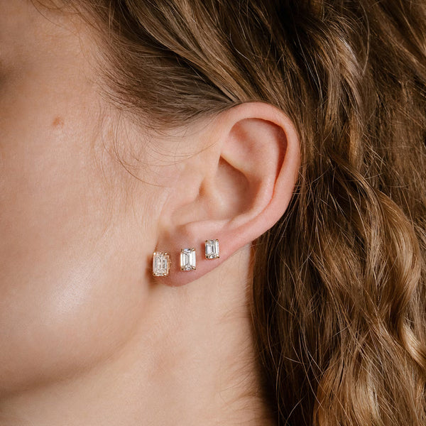 Solitaire- 0.50 CT Emerald Moissanite Stud Earrings - Solitaire- 0.50 CT Emerald Moissanite Stud Earrings