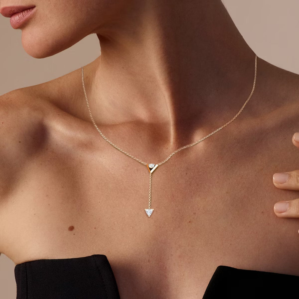 Hanging- 0.50 CT Round Moissanite Necklace
