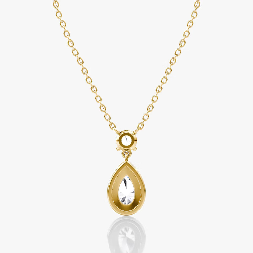 Halo & Hanging- 0.88 CT Pear Moissanite Necklace