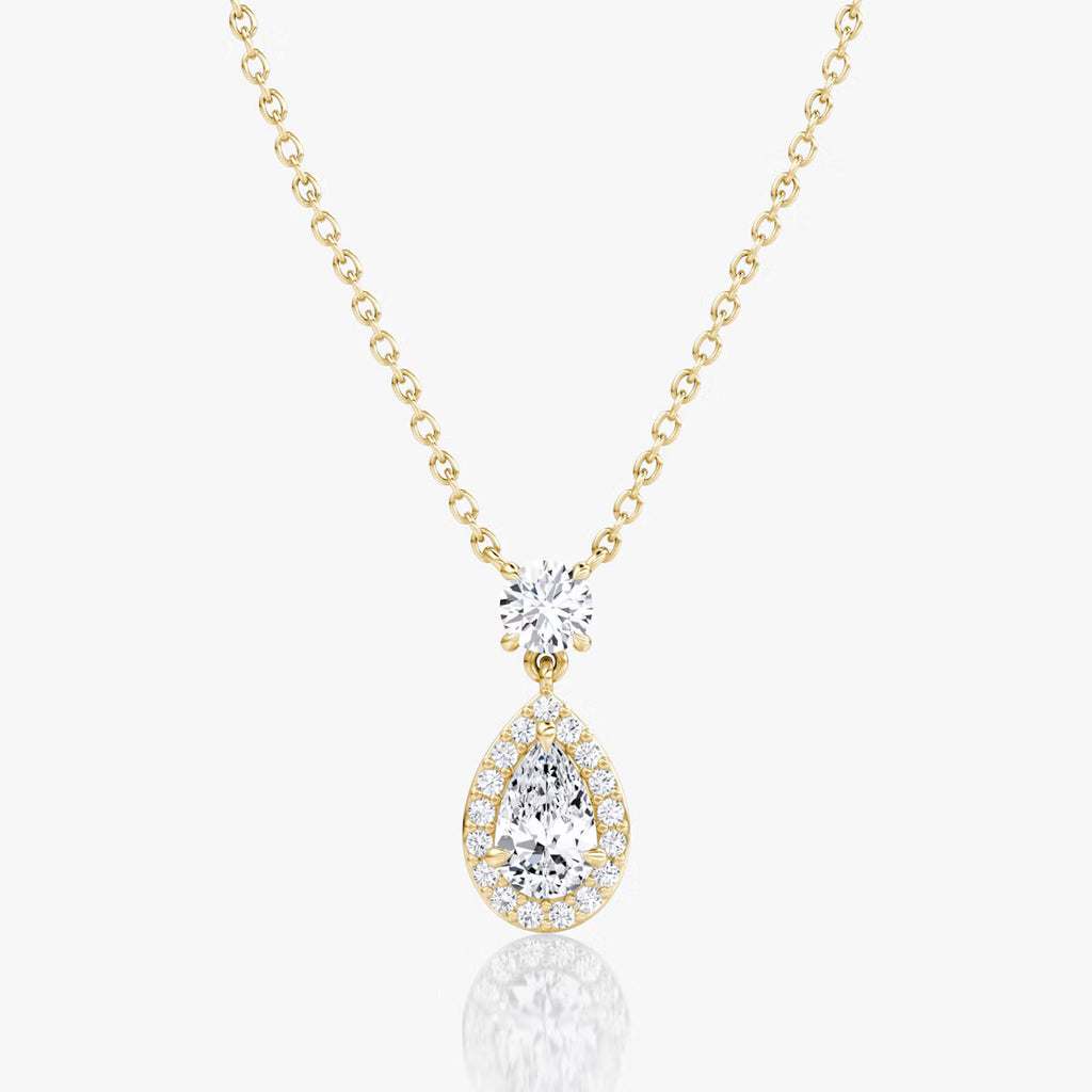 Halo & Hanging- 0.88 CT Pear Moissanite Necklace
