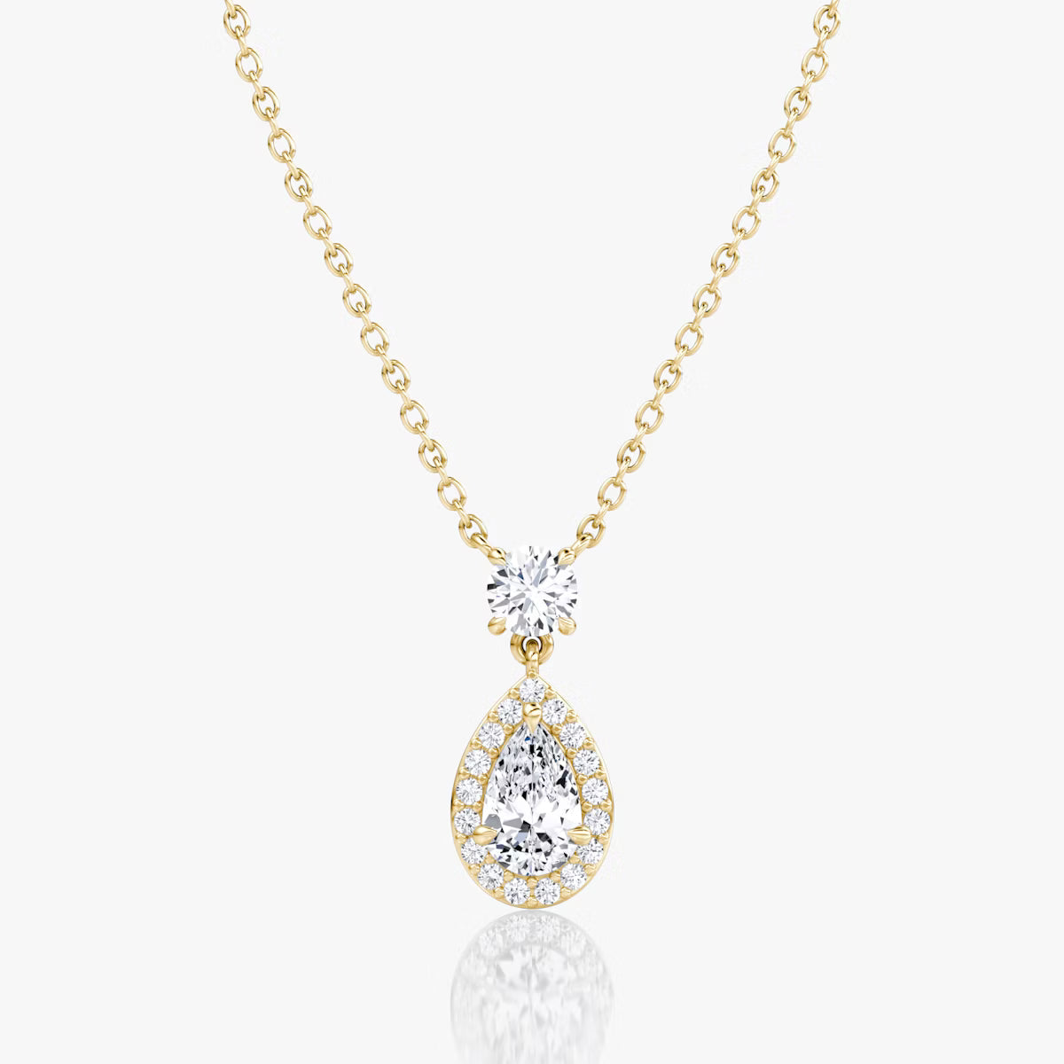 Halo & Hanging- 0.88 CT Pear Moissanite Necklace