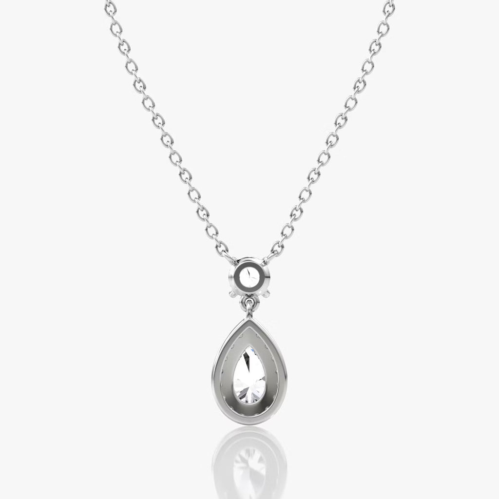 Halo & Hanging- 0.88 CT Pear Moissanite Necklace