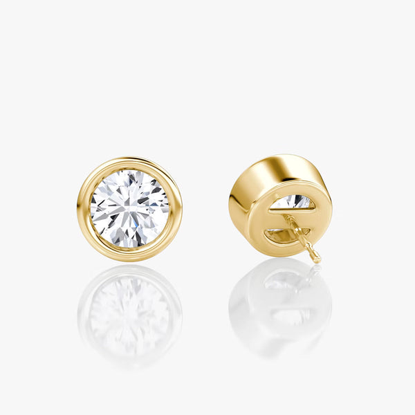 Solitaire Bezel- 1.0 CT Round Moissanite Stud Earrings - Solitaire Bezel- 1.0 CT Round Moissanite Stud Earrings
