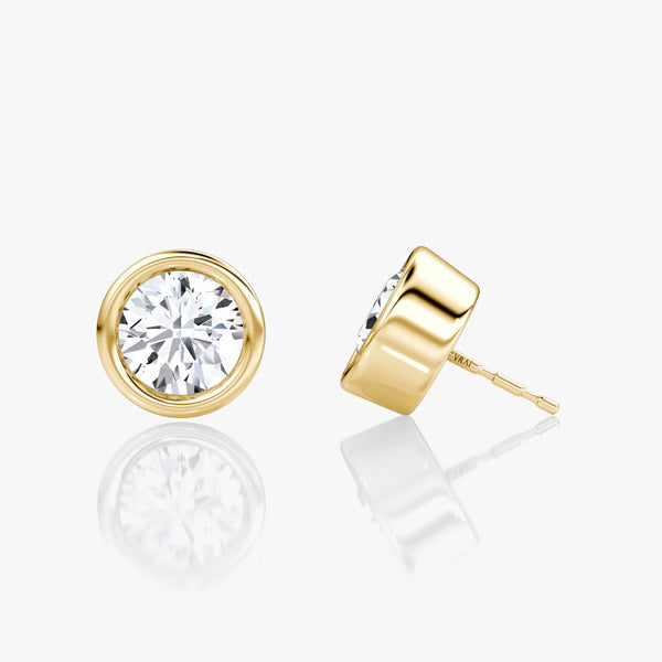 Solitaire Bezel- 1.0 CT Round Moissanite Stud Earrings - Solitaire Bezel- 1.0 CT Round Moissanite Stud Earrings