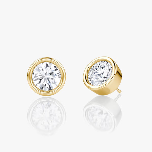Solitaire Bezel- 1.0 CT Round Moissanite Stud Earrings - Solitaire Bezel- 1.0 CT Round Moissanite Stud Earrings