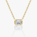 East West Solitaire Bezel- 0.25 CT Emerald Moissanite Necklace