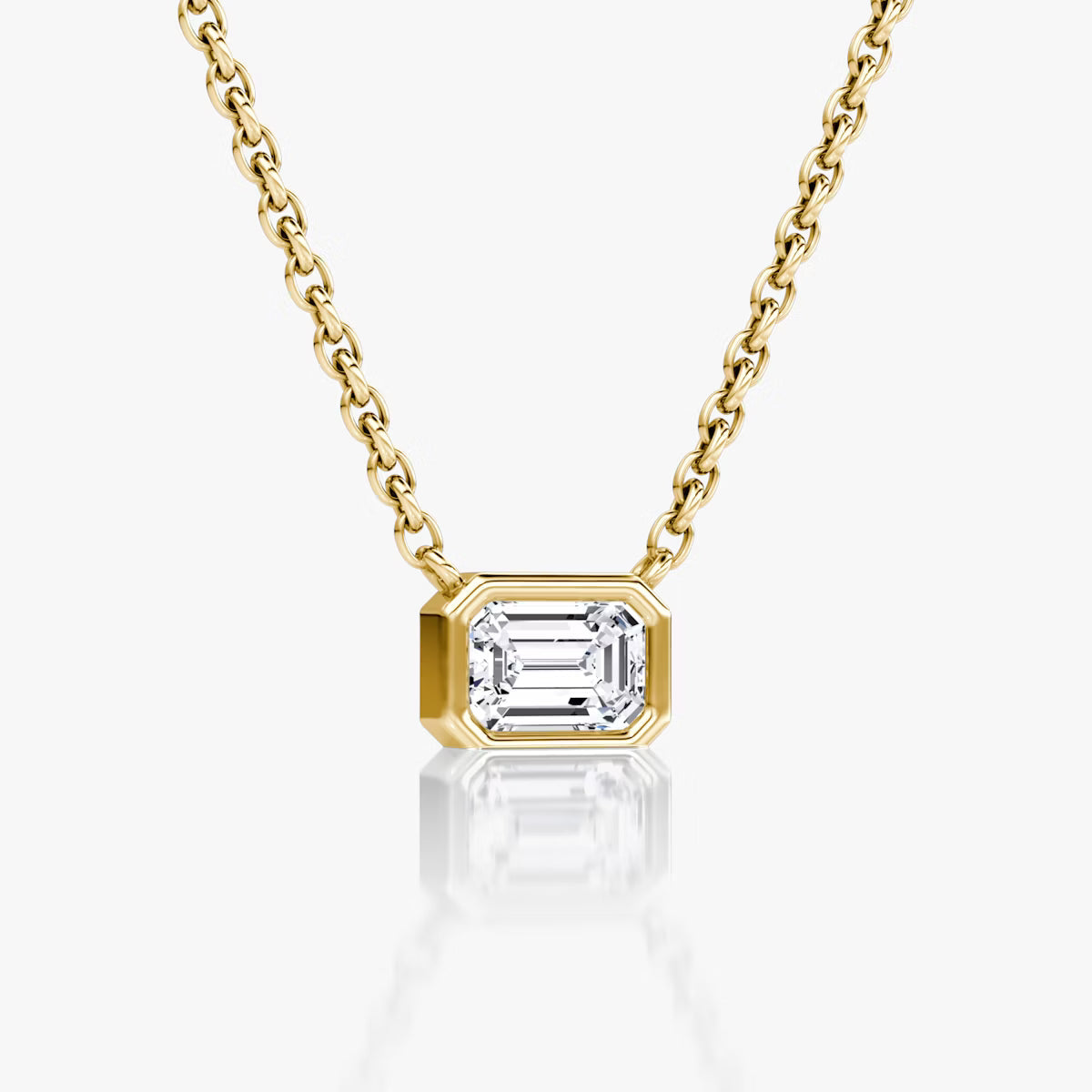 East West Solitaire Bezel- 0.25 CT Emerald Moissanite Necklace