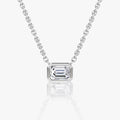 East West Solitaire Bezel- 0.25 CT Emerald Moissanite Necklace
