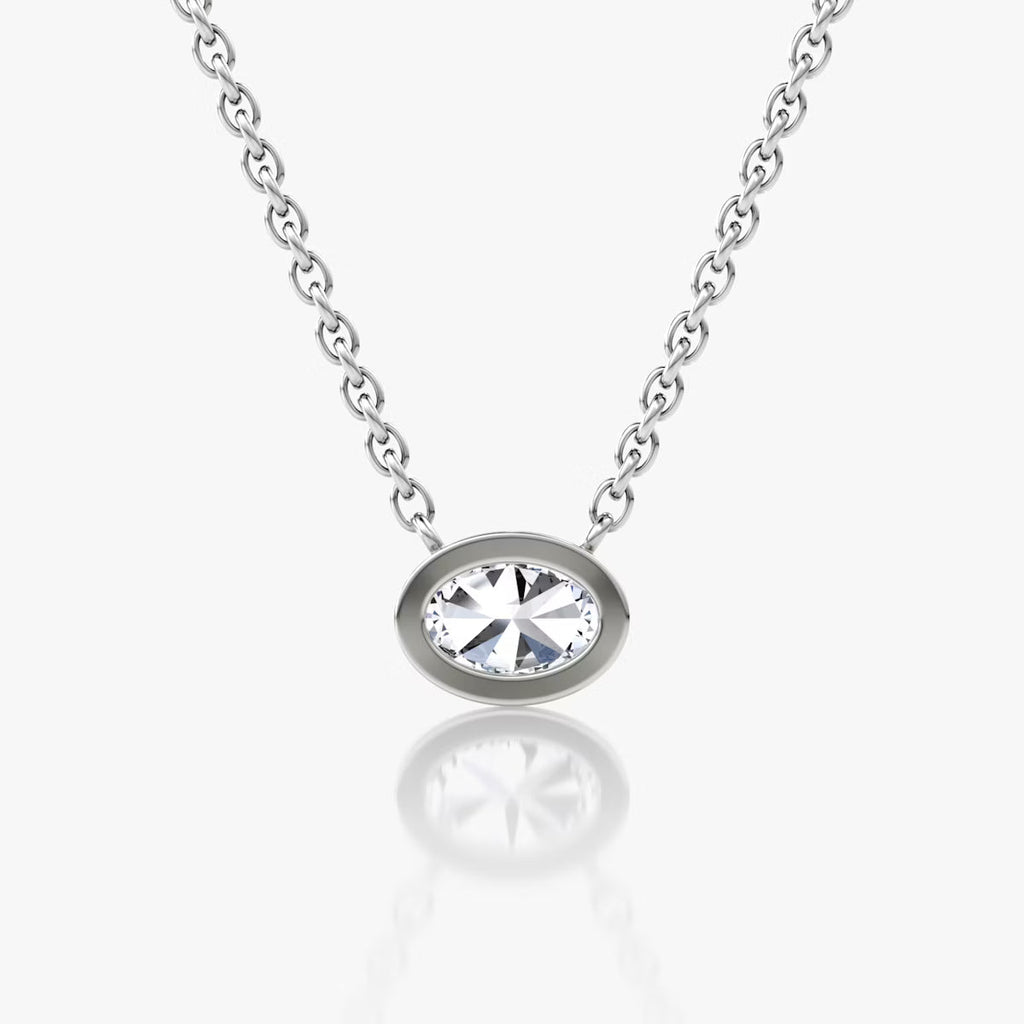 East West Solitaire Bezel- 0.25 CT Oval Moissanite Necklace