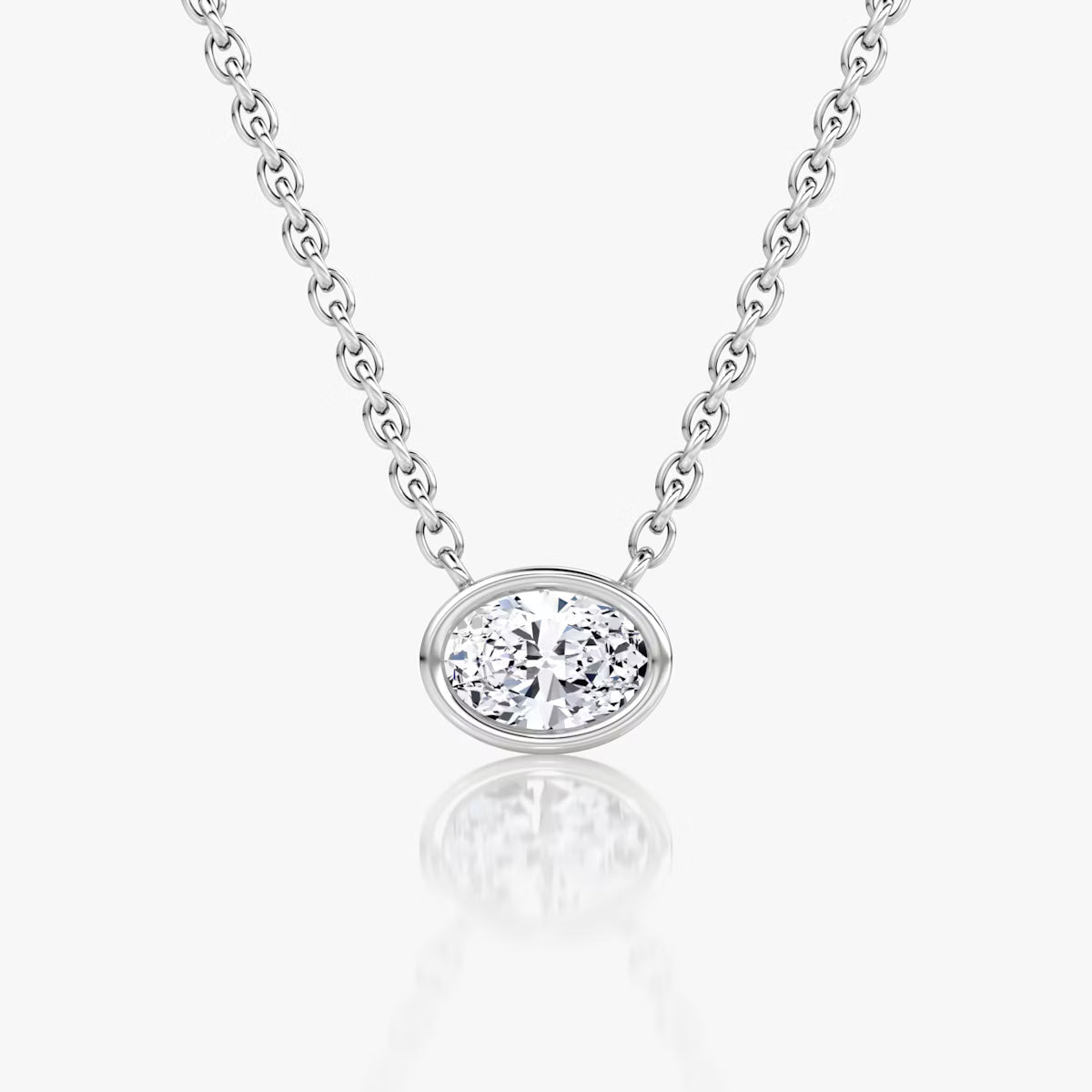 East West Solitaire Bezel- 0.25 CT Oval Moissanite Necklace