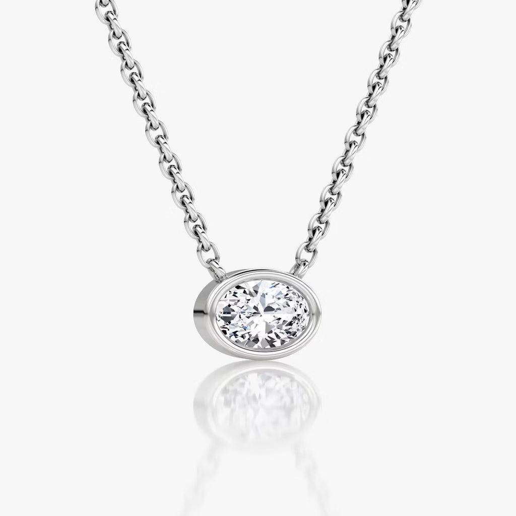East West Solitaire Bezel- 0.25 CT Oval Moissanite Necklace