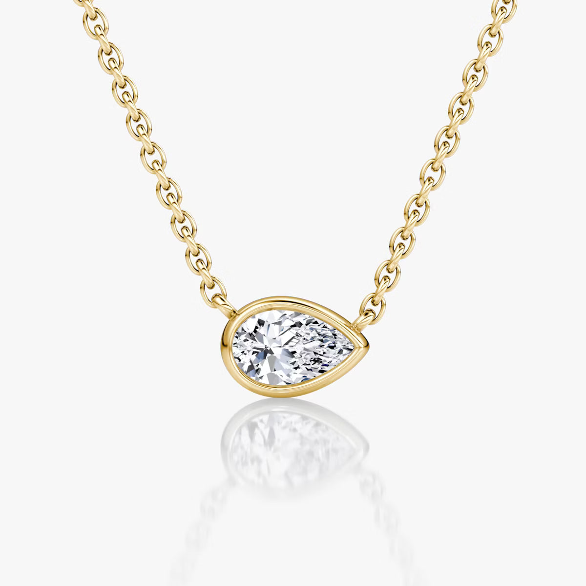 East West Solitaire Bezel- 0.25 CT Pear Moissanite Necklace