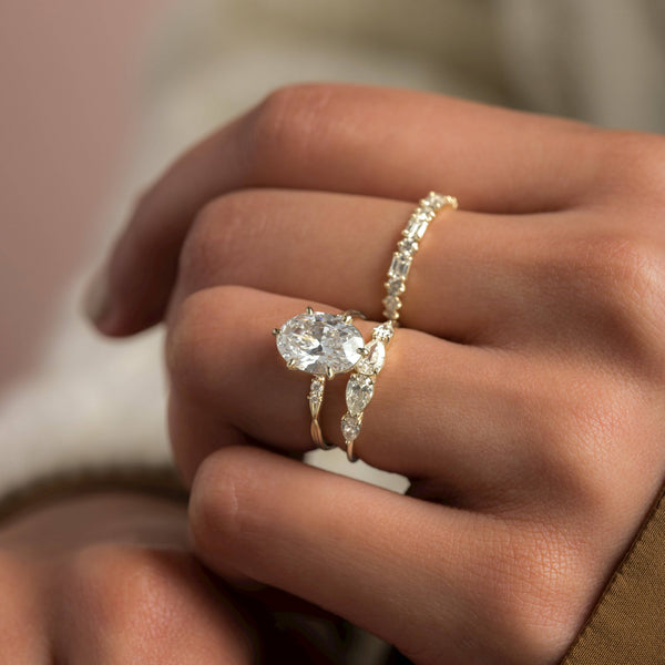 Criss Cross-Oval Lab Grown Diamond Engagement Ring - Solitaire-Oval Lab Grown Diamond Engagement Ring