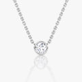 Solitaire Bezel- 0.10 CT Round Moissanite Necklace