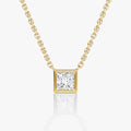 Solitaire Bezel- 0.25 CT Princess Moissanite Necklace