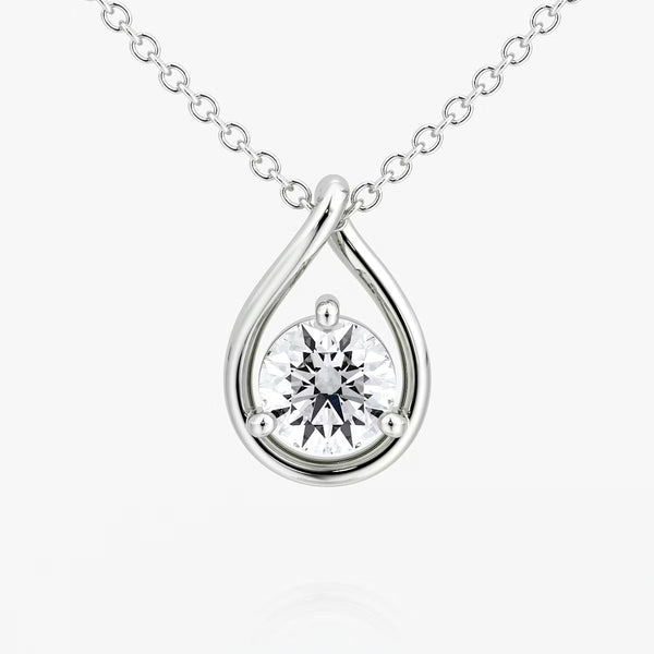 Solitaire Pear Drop- 1.5 CT Round Moissanite Necklace - Solitaire Pear Drop- 1.5 CT Round Moissanite Necklace