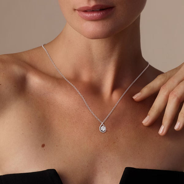 Solitaire Pear Drop- 1.5 CT Round Moissanite Necklace - Solitaire Pear Drop- 1.5 CT Round Moissanite Necklace